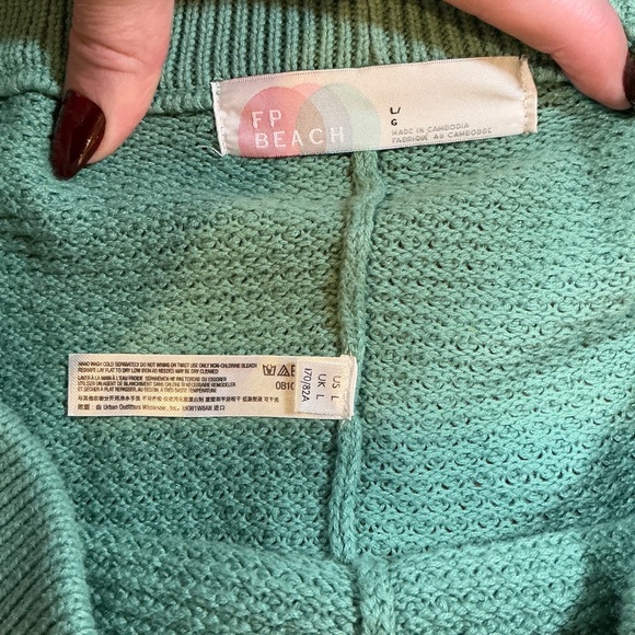 FP Beach Free People Hailee Knit Wide Leg Lounge Pants Seafoam Green L - Picture 4 of 6